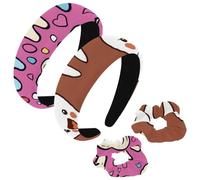 etoenbrc Confezione da 2 fasce larghe in poliestere e elastici per capelli, da donna, motivo a dente in stile cartone animato, alla moda, antiscivolo, per ragazze e donne, accessori per capelli