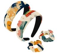 etoenbrc Confezione da 2 fasce larghe in poliestere e elastici per capelli, da donna, motivo percorsi di viaggio, alla moda, antiscivolo, accessori per capelli per ragazze e donne
