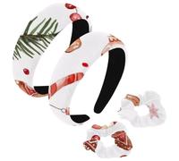 etoenbrc Confezione da 2 fasce larghe in poliestere e elastici per capelli, da donna, motivo unicorno natalizio, alla moda, antiscivolo, accessori per capelli per ragazze e donne