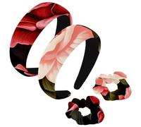 etoenbrc Confezione da 2 fasce larghe in poliestere e elastici per capelli, da donna, tre colori, rosa, alla moda, antiscivolo, per ragazze e donne, accessori per capelli
