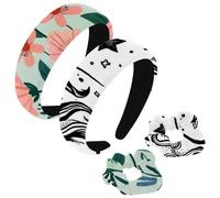 etoenbrc Confezione da 2 fasce larghe in poliestere e elastici per capelli, disegnate a mano, motivo principessa, unicorno, alla moda, antiscivolo, per ragazze e donne, accessori per capelli