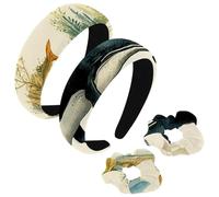 etoenbrc Confezione da 2 fasce larghe in poliestere e scrunchie da donna, con balena dipinta, alla moda, antiscivolo, accessori per capelli per ragazze e donne