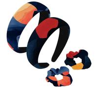 etoenbrc Confezione da 2 fasce larghe in poliestere e scrunchie per donne, con stampa di montagna al tramonto, alla moda, antiscivolo, accessori per capelli per ragazze e donne