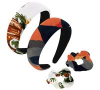 etoenbrc Confezione da 2 fasce larghe in poliestere e scrunchie per donne, fasce per capelli giapponesi al tramonto e montagna, alla moda, antiscivolo, accessori per capelli per ragazze e donne