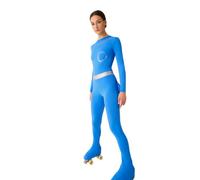 Etoile Maglia a Maniche Lunghe in Microfibra Elasticizzata Aderente con Design Asimmetrico con Una Spalla Che Presenta un'Apertura Elegante e Applicazione per Pridance 315 (Zaffiro, 4-6 Anni)