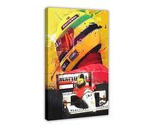 ETOMEY Ayrton Senna Legend F1 - Poster con stampa artistica su tela, stampa estetica per camera da letto, decorazione per ufficio, camera da letto, regalo, stile cornice, 40 x 60 cm