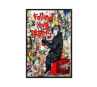 ETOMEY Poster su tela con immagine di Banksy Follow Your Dreams, decorazione artistica da parete per soggiorno, camera da letto, senza cornice, 30 x 45 cm