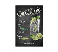 ETOMEY Stampa artistica su tela con ricette di gin tonic, stampa artistica su tela, poster estetico per camera da letto, ufficio, camera da letto, regalo, senza cornice, 30 x 45 cm