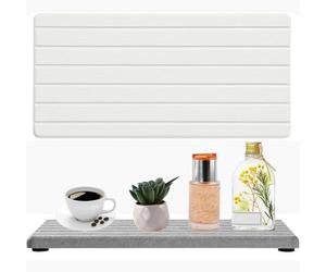 ETONSUNNY 2PCS Sottobicchieri in Terra Di Diatomee Assorbenti, Il Vassoio di Fango Diatom con alto Tasso di Assorbimento per Sottobicchieri Assorbenti dell'acqua della Cucina (Bianco+Grigio scuro)