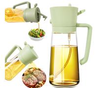 ETONSUNNY Distributore di olio e spruzzatore di olio 2 in 1, 470 ml, bottiglia di olio in vetro trasparente di alta qualità per cucinare, grigliare, friggitrice ad aria, insalata e altri (verde)