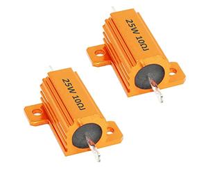 ETOPARS 2 Pezzi Resistore in Alluminio 25W 10 Ohm 5% Resistenza Alluminio Case Resistori di Carico A Filo Avvolto Oro Montato Sul Telaio Decoder Adattatore Converter