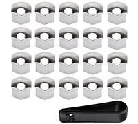 ETOPARS 20 Pezzi 21mm Auto Tappo a Vite Ruota Copridadi Tappi a Vite Ruota Set Pneumatici Coprivite Coperture con Strumenti Rimozione Argento