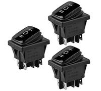 ETOPARS 3 Pezzi Interruttore a Bilanciere Rotondo per Auto Nero 16A/250V 20A/125V Interruttore a Levetta Momentaneo Impermeabile Rotondi Pulsante 6 Pin ON off ON