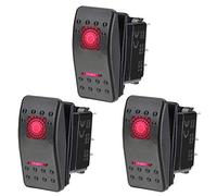 ETOPARS 3 X Robusto Motor Auto Interruttore Pannello di Controllo Due luci Rosso Acceso SPENTO 5Pin SPST Interruttore a levetta Impermeabile 12V 20A 24V 10A