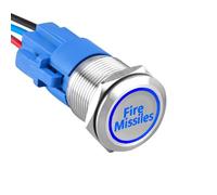 ETOPARS Acciaio Inossidabile 19mm Momentaneo Interruttore a Pulsante 12V 5A Interruttore a Levetta Auto Impermeabile Metallo Interruttore a Bilanciere con Filo Blu Luce Fire Missile