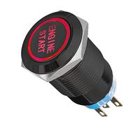 ETOPARS Nero Guscio 12V Auto Luce Rosso LED Pulsante di Avviamento in Metallo 19mm Interruttore a levetta Momentaneo Accensione Engine Start