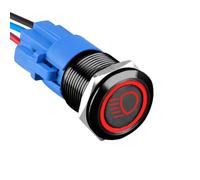 ETOPARS Nero Guscio 19mm Interruttore a Pulsante 12V 5A Interruttore a Levetta per Auto Impermeabile Metallo Interruttore a Bilanciere con Filo Rosso Luce Anabbagliante