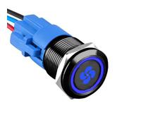 ETOPARS Nero Guscio 19mm Interruttore a Pulsante Impermeabile 12V 5A Interruttore a Levetta per Auto Interruttore a Bilanciere ON off con Presa Filo Blu Luce Ventilatore