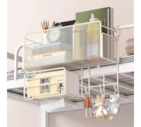 ETOPARS Tasche da Letto Appendibile con Gancio Grande Doppio Strato Scatola di Stoccaggio Caddy Multiuso Organizzatore con Ganci per Casa Ufficio Libro Telefoni Cellulari Rivista Telecomando (Bianco)