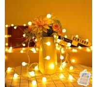 Etopgo Catena luminosa a batteria esterna, 6 m, 40 LED, con batteria interna, catena luminosa a sfera, luce bianca calda, con timer, IP65, impermeabile, per Natale, camera da letto, matrimonio