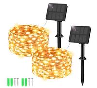 Etopgo Fata luminosa solare da esterno 5M 50 LED Fata luminosa da esterno Solare 8 modalità IP65 impermeabile per decorazioni da giardino Bianco caldo [2 pezzo]