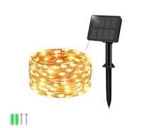 Etopgo Fata luminosa solare da esterno 5M 50 LED Fata luminosa da esterno Solare 8 modalità IP65 impermeabile per decorazioni da giardino Bianco caldo [1 pezzo]