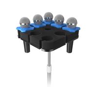 Etour Supporto multi microfono per supporto per microfono, vassoio quadrato organizer per microfono per microfoni dinamici portatili cablati e wireless, imbottitura in gomma montata su filettatura da