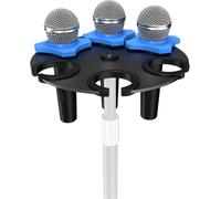 Etour Supporto per microfono multi a 6 slot per microfono, base in lega e anelli antirollio, compatibile con supporto filettato da 5/8", 3/8" e 1/4", organizer per microfoni cablati e cablati e