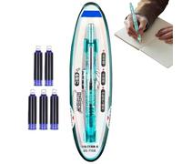 Etractable Fountain Pen - Writing Tool For Journaling, Leakproof 0,38 mm Medium Nib | Smooth Ink Flow Pen With 5 Cartridges, Notebook Journaling Study Office School Writing Accessory