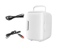 ETRAVEL Mini frigo portatile da 4 litri, mini refrigeratore e scalda bevande, cosmetici, trucco, cura della pelle, alimentazione AC/DC, stile retrò, bianco, per camera da letto, casa, roulotte