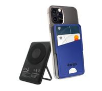 Etres Powerbank Portafogli con ricarica Wireless MagSafe 5000mAh - Compatibile con Apple e Android, Ricarica Rapida Wireless e via Cavo Type-C - Cavo Incluso (Blu)