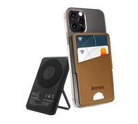 Etres Powerbank Portafogli con ricarica Wireless MagSafe 5000mAh - Compatibile con Apple e Android, Ricarica Rapida Wireless e via Cavo Type-C - Cavo Incluso (Marrone)