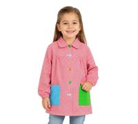 ETREXONLINE Grembiule Scuola per Bambini 5-6 Anni per l'Asilo e la Scuola, Grembiule per Infanzia con Bottoni - Rosso