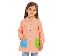 Etrexonline Grembiule Scuola per Bambini 6-7 Anni per l'Asilo e la Scuola, Grembiule per Infanzia con Bottoni - Arancia