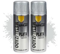 Etrexonline Vernice Spray 400 ML Professionale Multicolore, Adatta Per Metallo, Legno e Plastica - Colore Argento Metallizzato (Confezione 400 ML x 2)