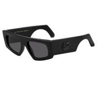 Etro 0032/G/S 807-IR Unisex Rectangular Sunglasses - Black Frame, Gray Lenses
