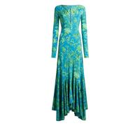 Etro - Abito Lungo in Jersey Stretch con Motivo Floreale - - Dresses - Donna - Blu - S