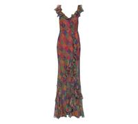 Etro - Abito Lungo in Seta con Volant e Motivo Paisley Geometrico - - Dresses - Donna - Multicolore - S