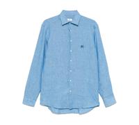 Etro - Camicia in lino blu ricamata a maniche lunghe - - Shirts - Uomo - Blu - 2XL