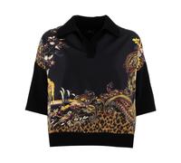 Etro - Maglia in cotone a collo a V con punto treccia - - Knitwear - Donna - Nero - S