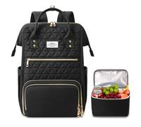 ETRONIK Zaino da donna, per computer portatile, 15.6 pollici, con borsa termica isolata, impermeabile, con porta di ricarica USB, borsa termica per il pranzo, per donne, uomini, scuola, colore nero