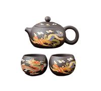 etsqwe-uk Teiera di Argilla Viola Che Cambia Colore Drago e Fenice Fatti a Mano, teiera Zisha Kung Fu Cinese Set da tè Regalo dell'amante del tè Grande capacità (teiera 2 * Tazze da tè)