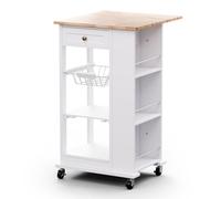 Etsu - Carrello di servizio, piano di lavoro allungabile, 1 cassetto, ruote con freno di stazionamento, spazio di stoccaggio, facile da pulire