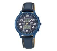 ETT Eco Tech Time Radio Solar EGS-11734-32L - Orologio analogico da uomo, con cinturino in pelle