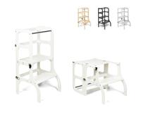Ette Tete Torre Montessoriana Step'n'Sit Legno Bianco Bianco con Cinghie Argento