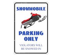 ETTIBETRENDY Targa in latta con scritta in lingua inglese "Snowmobile Parking Only", divertente targa decorativa da parete per cucina, casa, giardino, bar, pub, grotta degli uomini, 30,5 x 20,3 cm