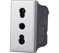Ettroit Ag2001 Presa Bipasso Bivalente 2p+t 10/16a Colore Grigio Compatibile Con Bticino Axolute