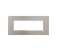 Placca 6 moduli 506 in vetro argento compatibile BTicino Axolute