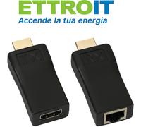 Ettroit Extender 30mt Hdmi A Rj45, Per Cavo Cat 5e/6, 1080p, Prolunga/adattatore Passivo Trasmissione Fino A 30 M