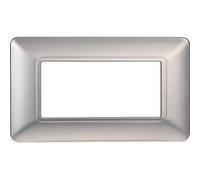 Ettroit Placca Compatibile Bticino Matix 4 Moduli Plastica Colore Argento